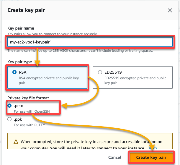 Configuring a new key pair