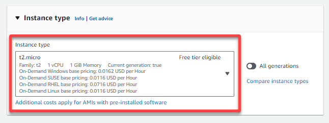 Choosing an instance type