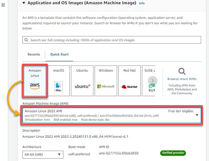 Selecting an EC2 OS image