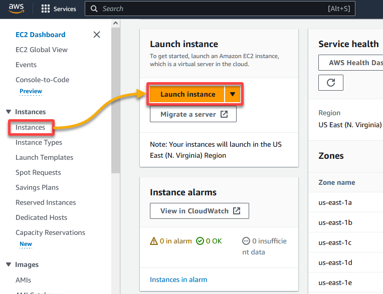 Initiating launching an EC2 instance