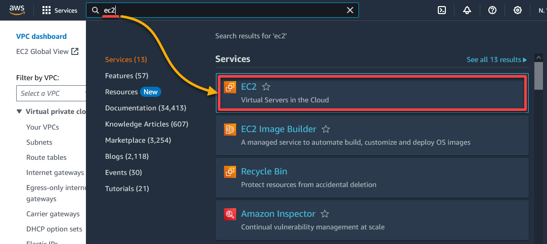 Accessing the EC2 services