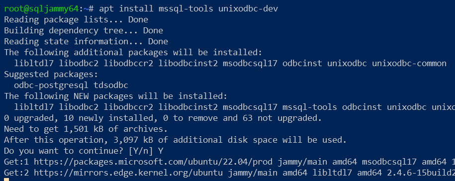 Installing MSSQL Tools and ODBC libraries