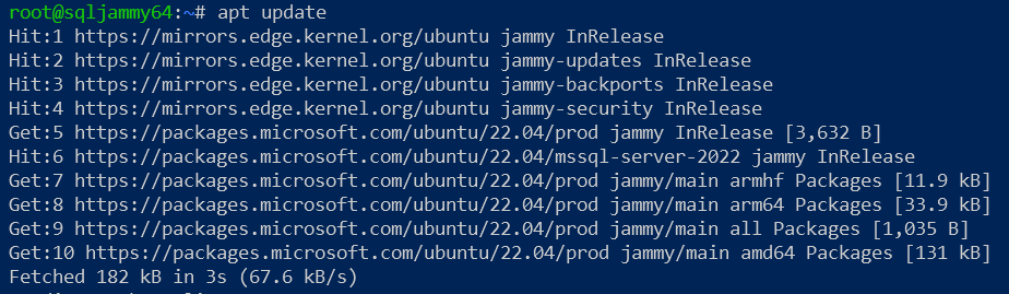 Updating the Ubuntu package list