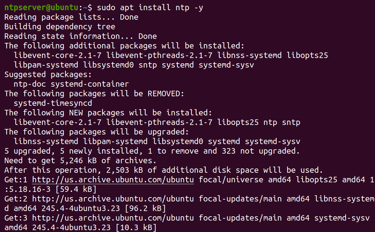 Installing the NTP package