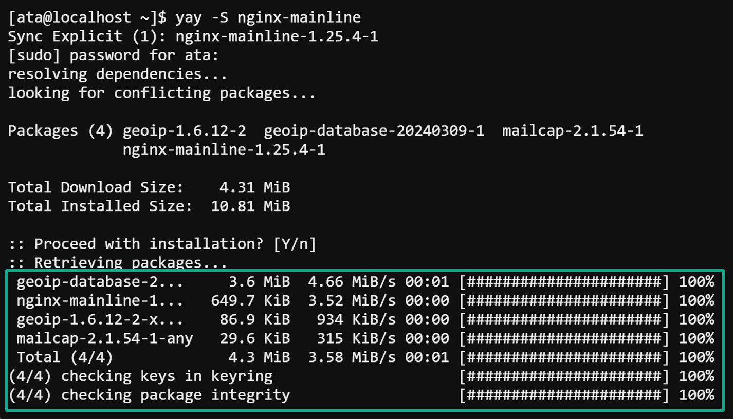 Installing the nginx-mainline package
