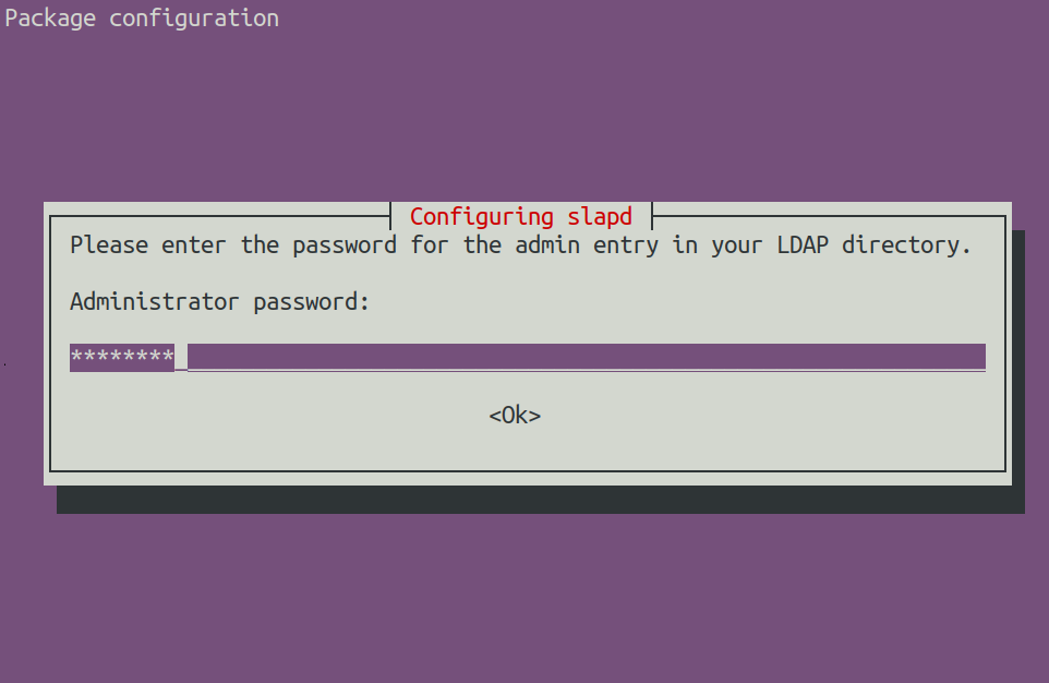 Providing an admin password for the LDAP server