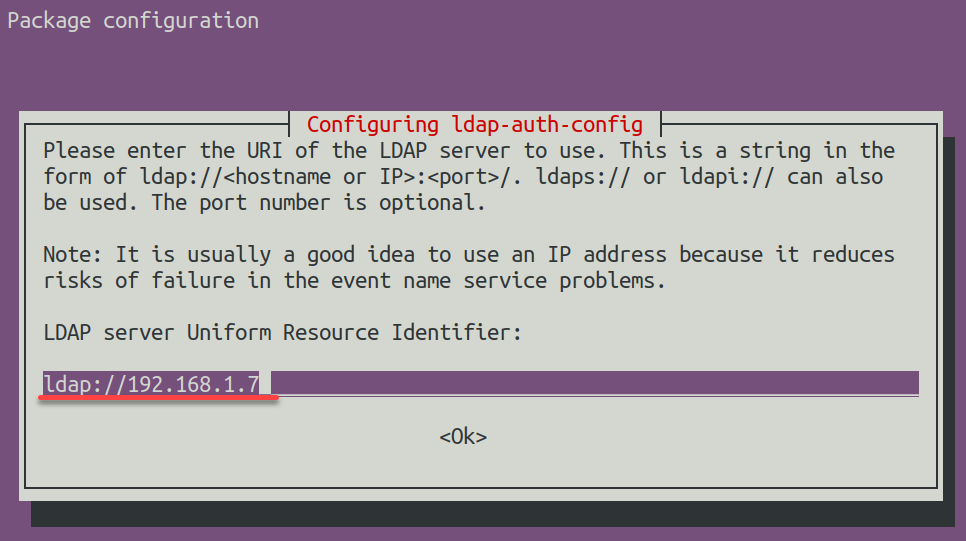 Setting the LDAP server Uniform Resource Identifier