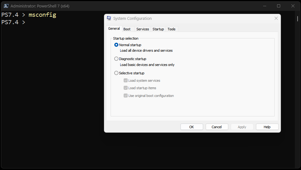 Opening the System Configuration window