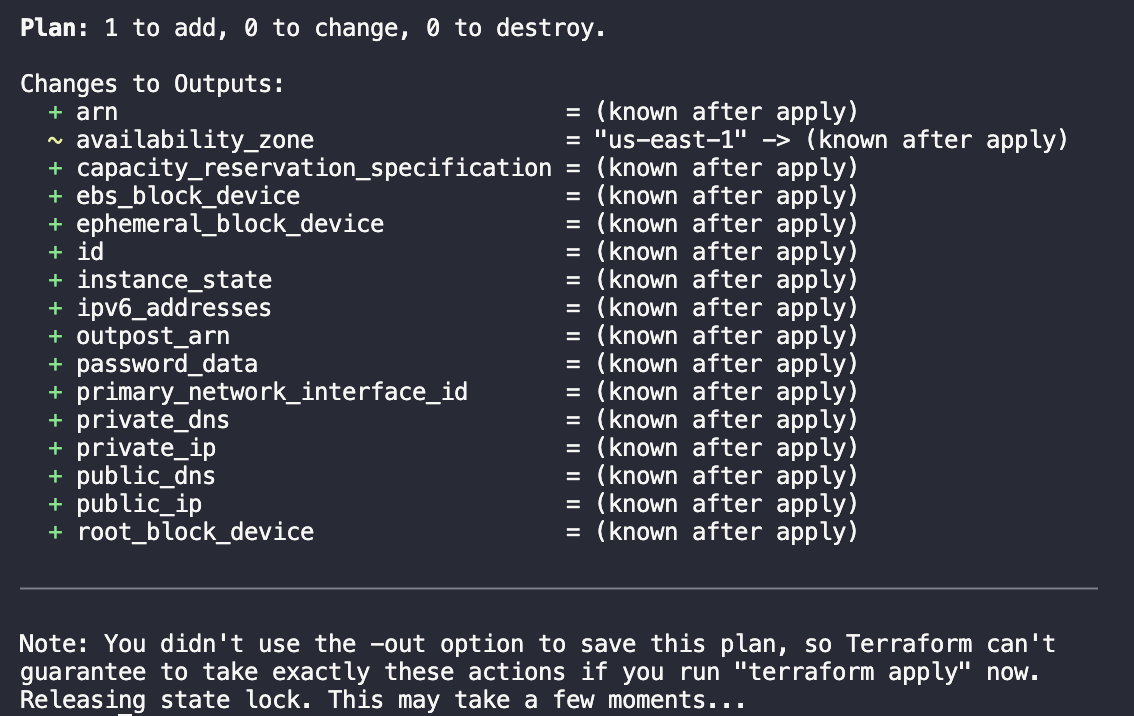 Previewing Terraform changes 