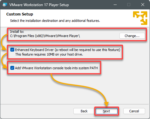 Configuring the custom setup