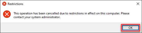 Verifying Control Panel usage restrictions