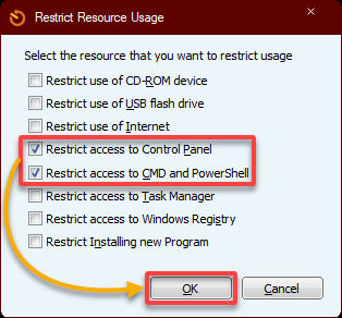 Restricting access to CMD and Control Panel