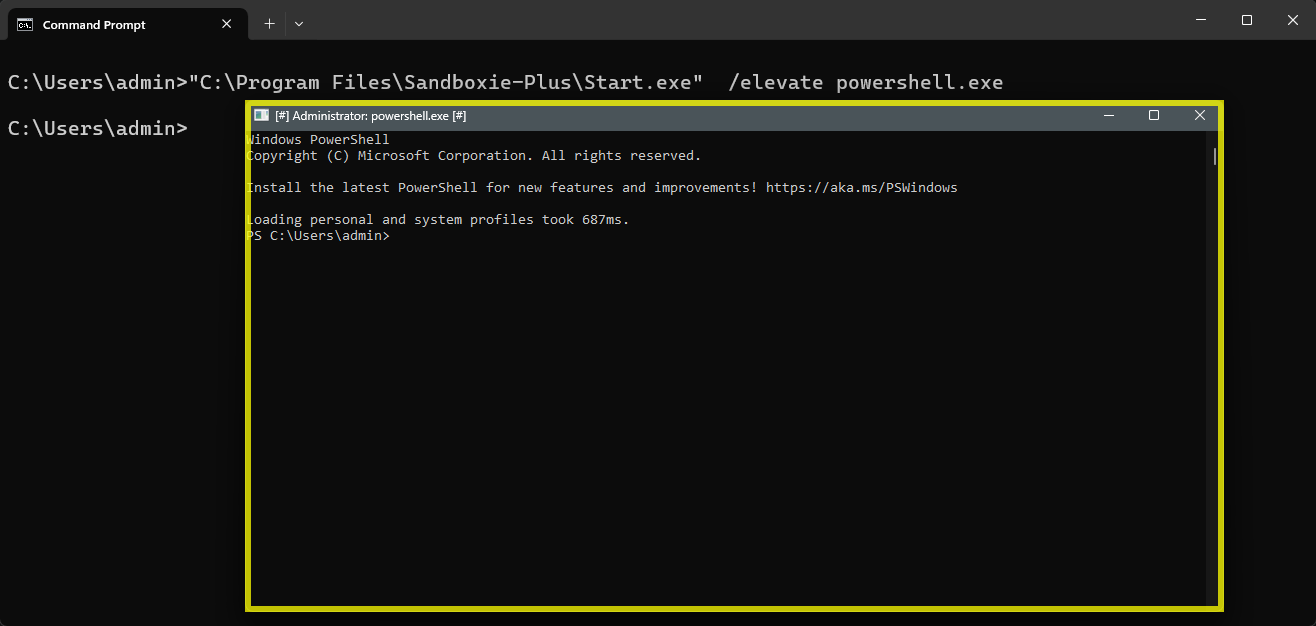Initiating an elevated PowerShell session