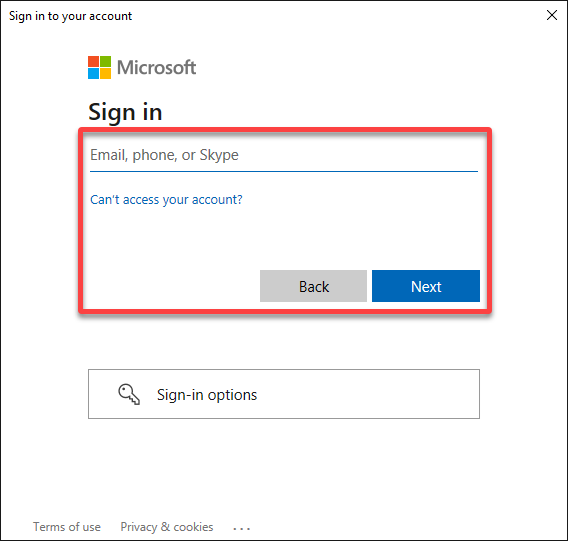 Authenticating with an Office 365 account