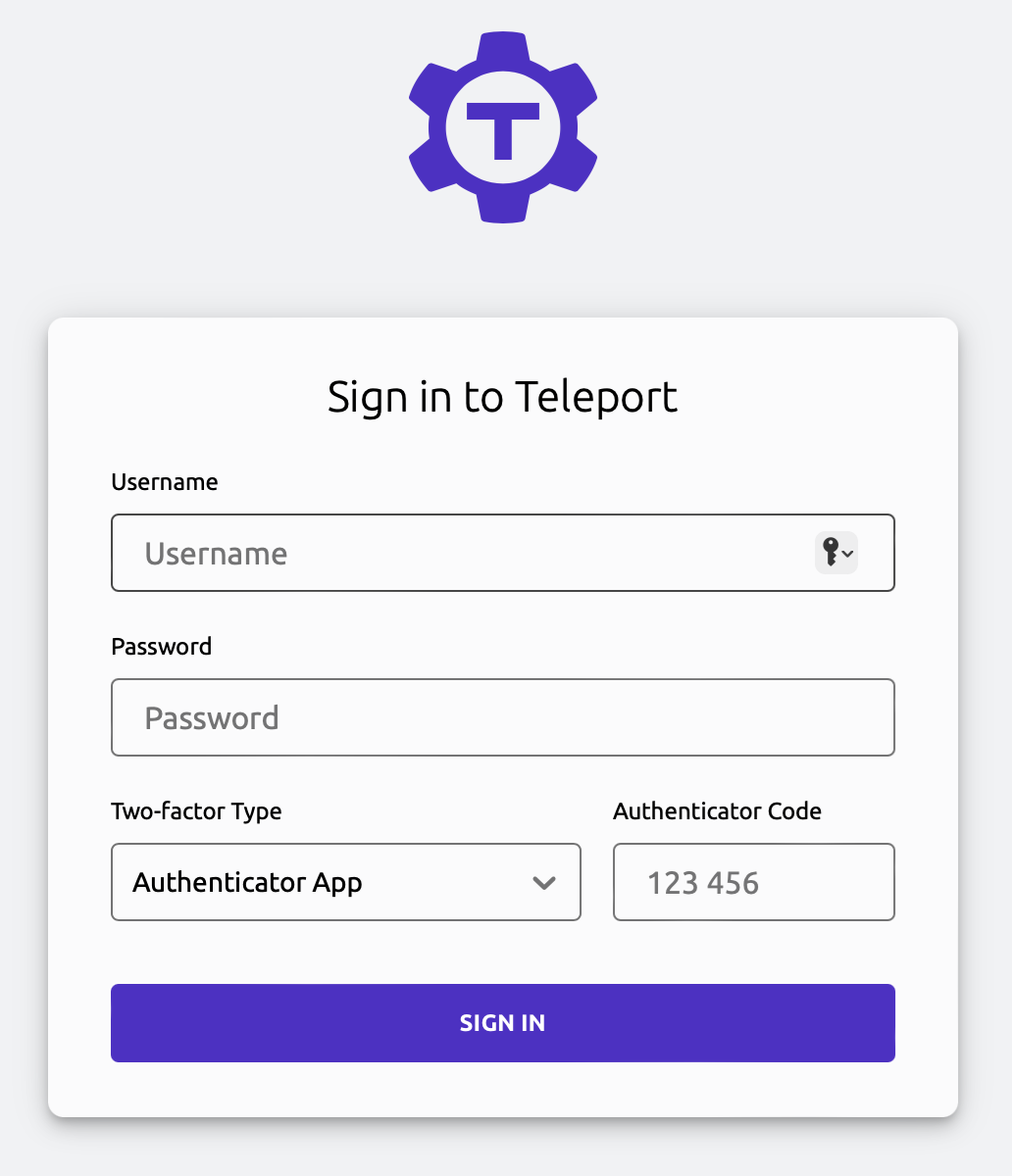 gravitational teleport - Accessing the Teleport sign-in page
