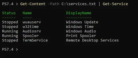 Checking multiple service status listed in a text file