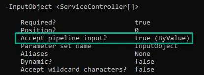 Verifying the Stop-Service command supports pipe input