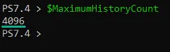 Verifying the maximum history count