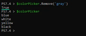 Adding an element from a list via the Remove() method