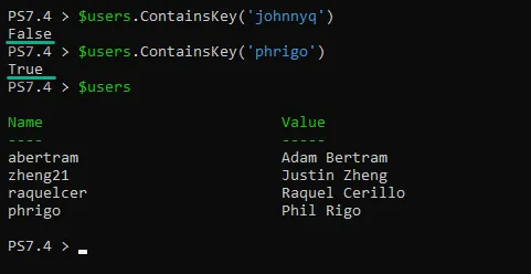 Verifying a specific key exists in a hashtable