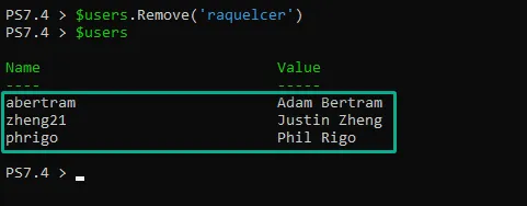 Removing a specific key from a hashtable