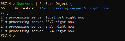 Piping the collection directly to `ForEach-Object` for small collections