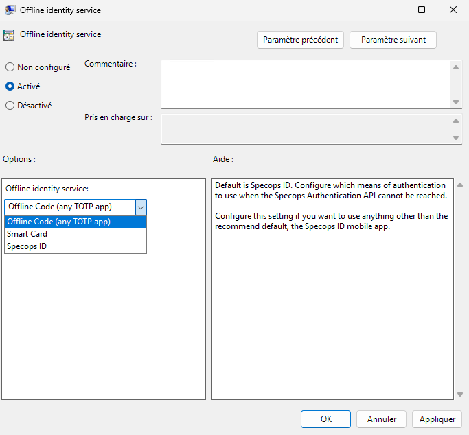 Offline MFA authentication settings