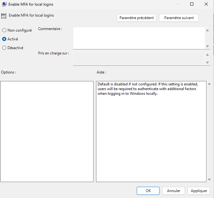 Enable MFA for local logins setting