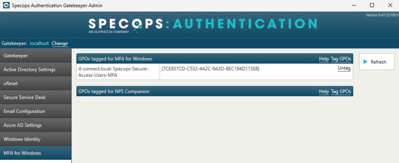 Selecting GPO in Gatekeeper console
