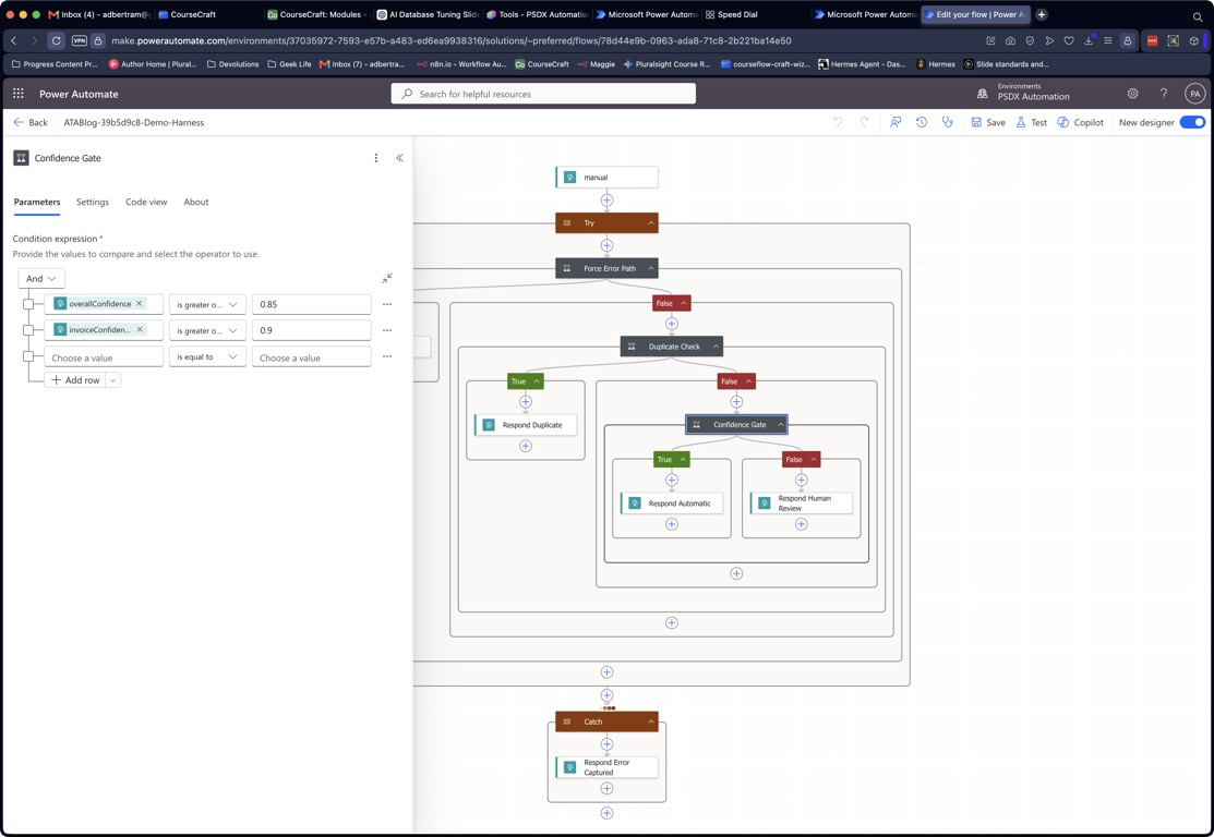 Power Automate confidence gate parameters