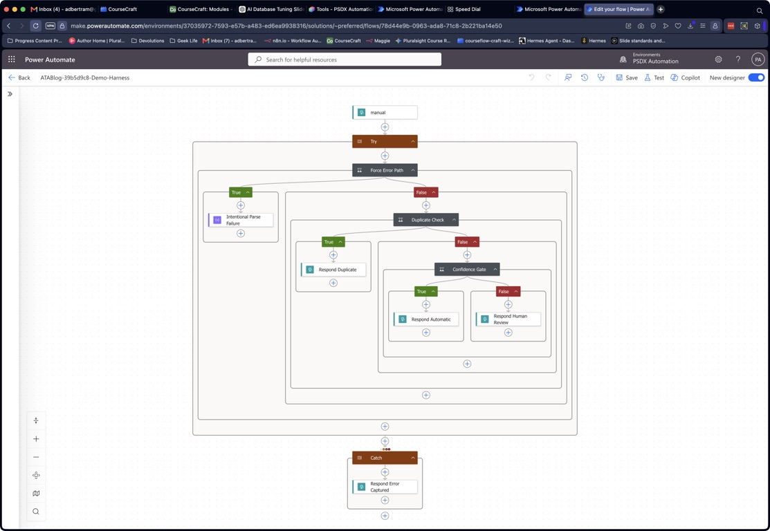 Expanded Power Automate routing branches